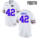 Youth Florida Gators #42 Nick Sproles NCAA Nike White Authentic Stitched College Football Jersey ISX8162LW